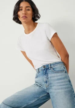 hush Jeans|Abi Cropped Wide Leg Jeans Mid Authentic