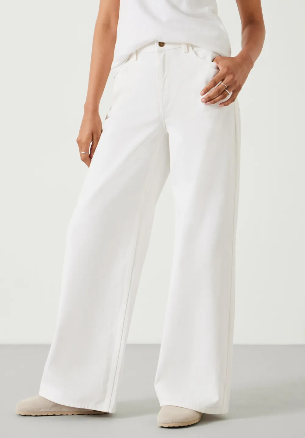 hush Jeans|Abi Wide Leg Jeans Ecru