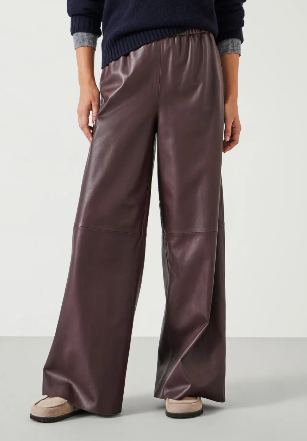 hush Trousers|Agatha Leather Pull On Trousers Chocolate brown