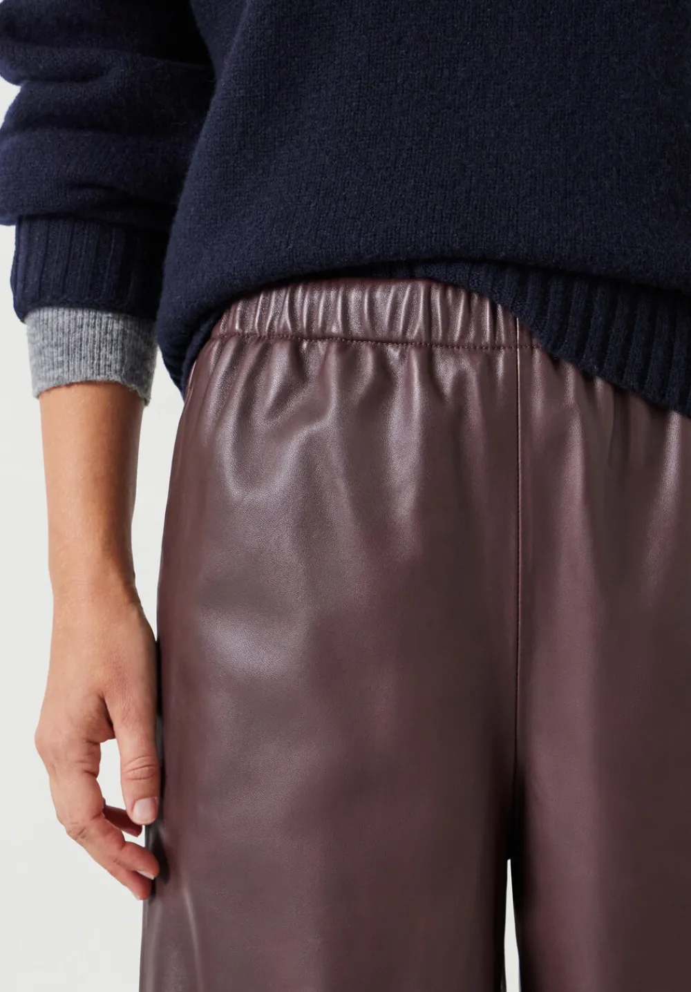hush Trousers|Agatha Leather Pull On Trousers Chocolate brown