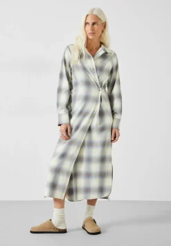 hush Dresses|Aida Check Midi Dress Soft woven check