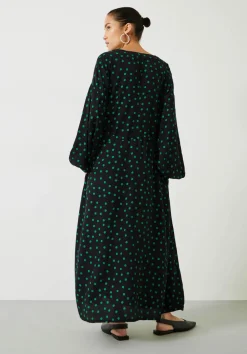 hush Dresses|Aimee Oversized Maxi Dress Polka Dots Green