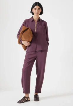 hush Trousers|Air Flow Ankle Grazer Trousers Fudge Brown