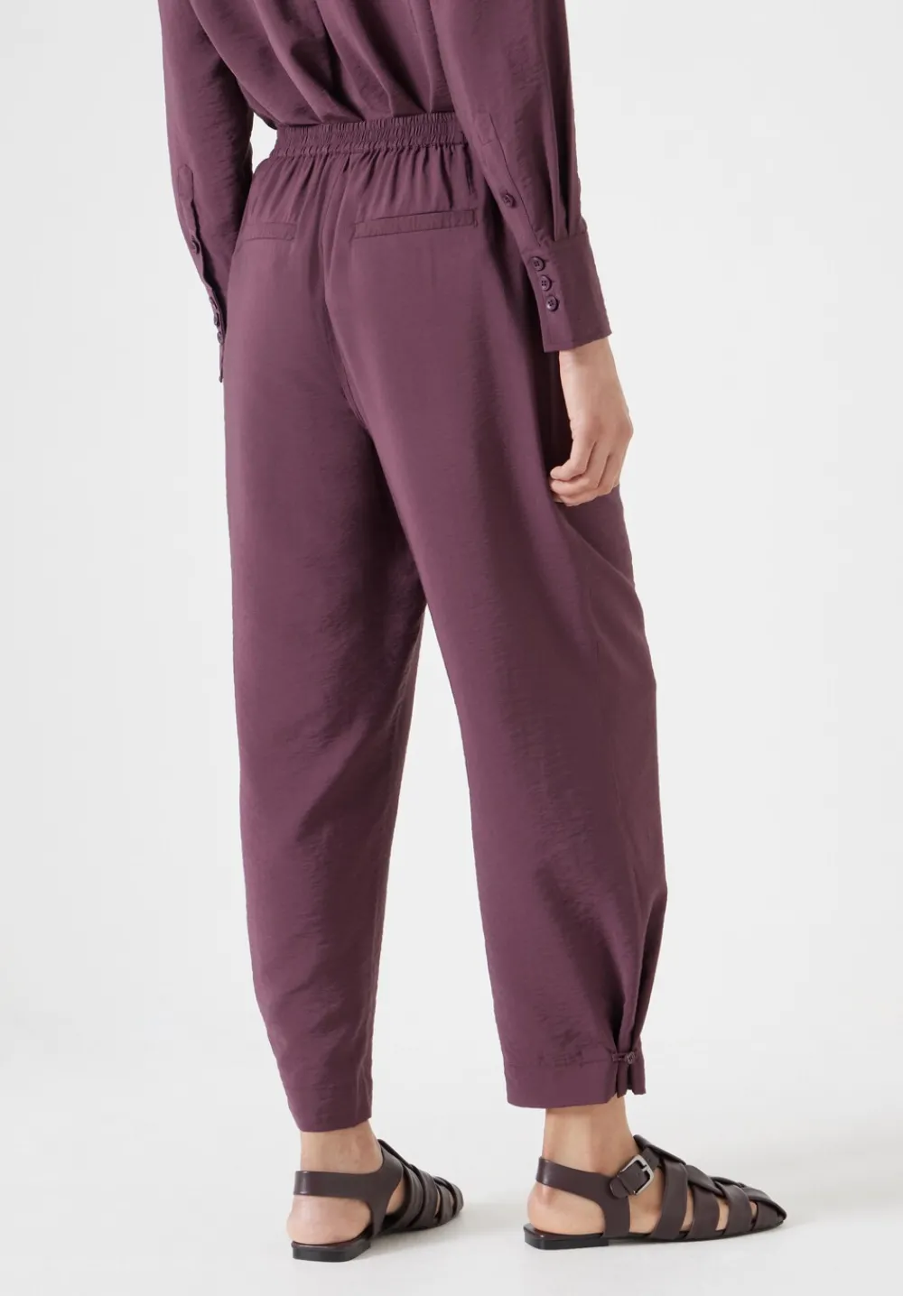 hush Trousers|Air Flow Ankle Grazer Trousers Fudge Brown