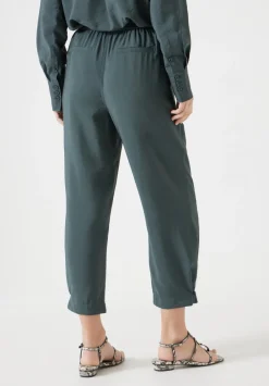hush Trousers|Air Flow Ankle Grazer Trousers Washed Dark Green
