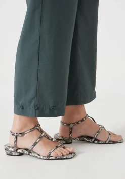 hush Trousers|Air Flow Ankle Grazer Trousers Washed Dark Green