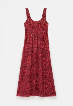 hush Dresses|Air Flow Gathered Straps Midi Dress Lotus Red