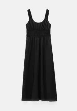 hush Dresses|Air Flow Gathered Straps Midi Dress Black