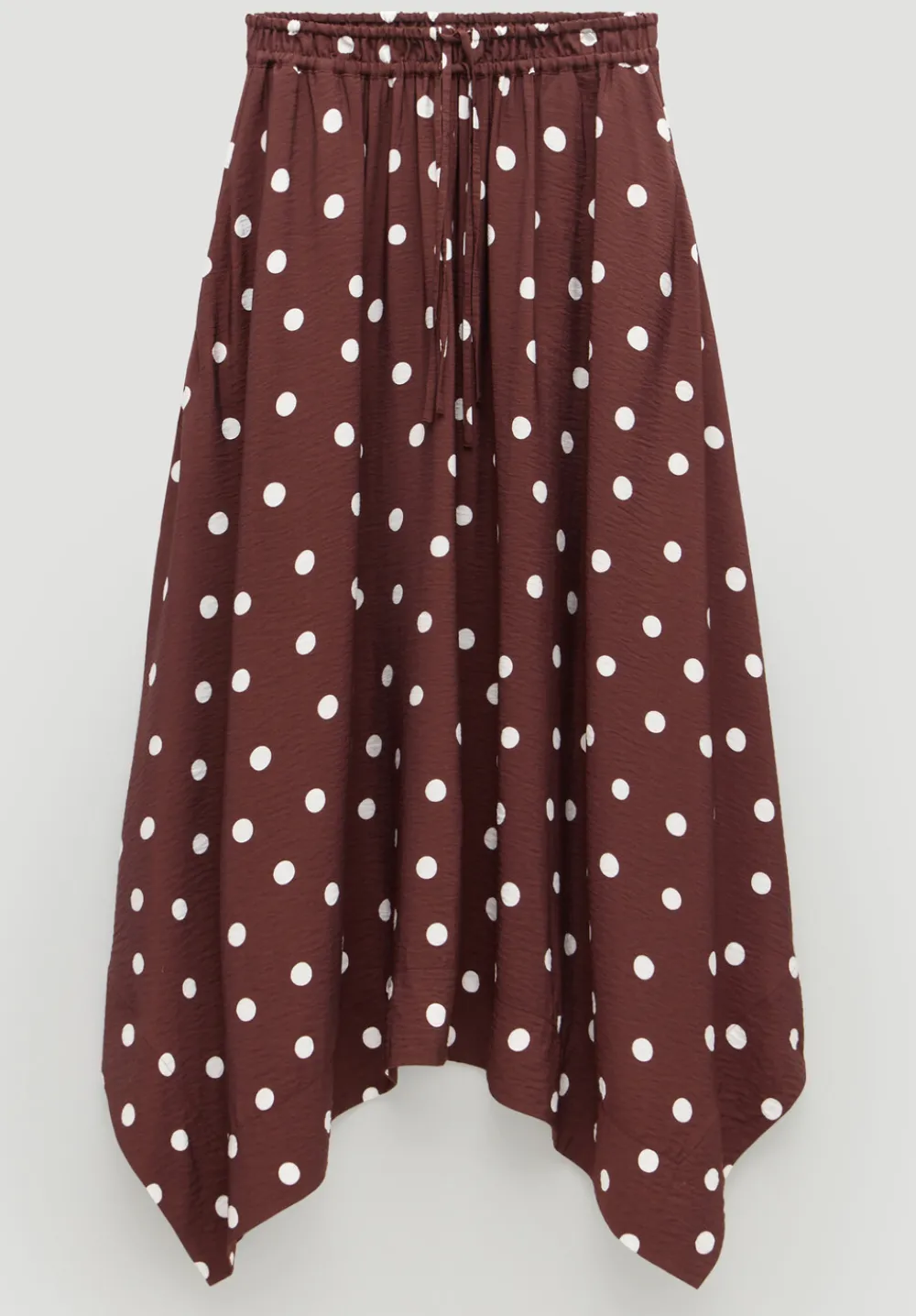 hush Skirts|Air Flow Hanky Hem Skirt Polka Dot Brown