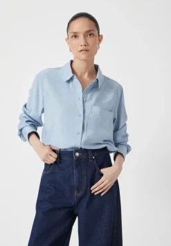 hush Shirts & Blouses|Tops & T-Shirts|Air Flow Long Sleeve Relaxed Shirt Pale Blue