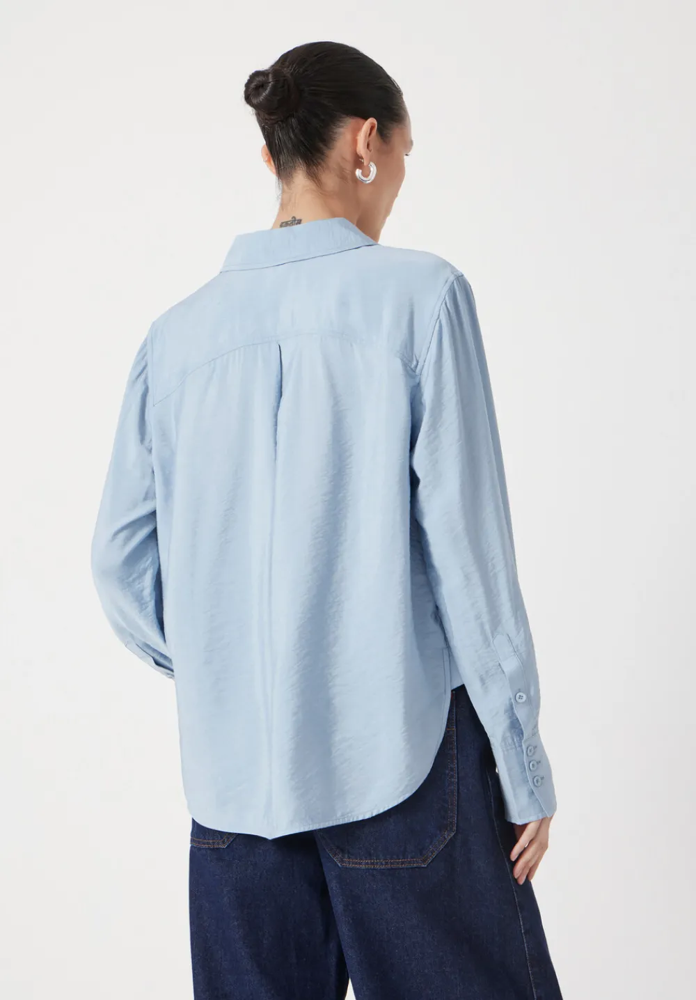 hush Shirts & Blouses|Tops & T-Shirts|Air Flow Long Sleeve Relaxed Shirt Pale Blue