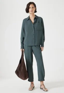 hush Shirts & Blouses|Tops & T-Shirts|Air Flow Long Sleeve Relaxed Shirt Washed Dark Green