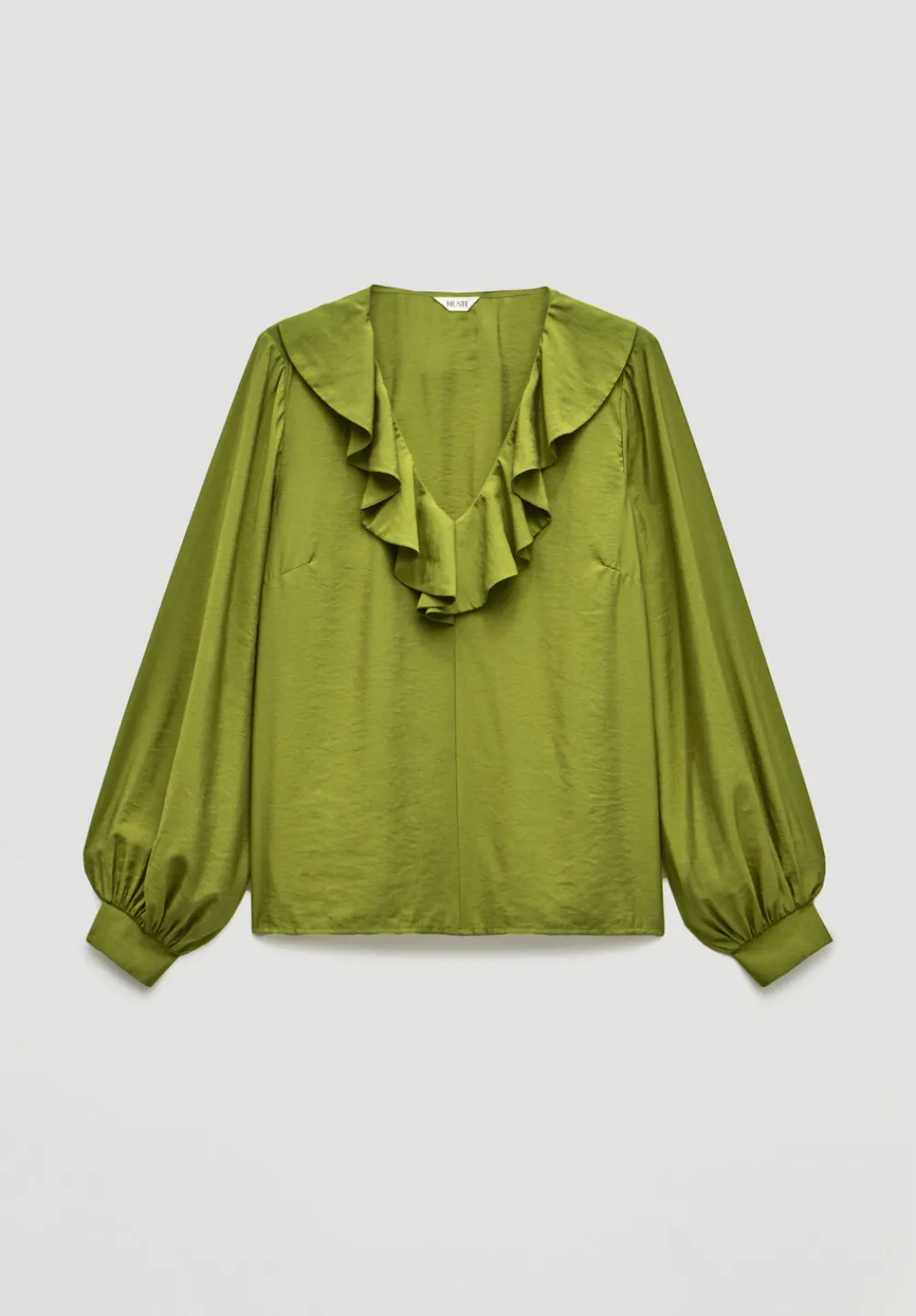 hush Shirts & Blouses|Air Flow Ruffle Blouse Olive Green