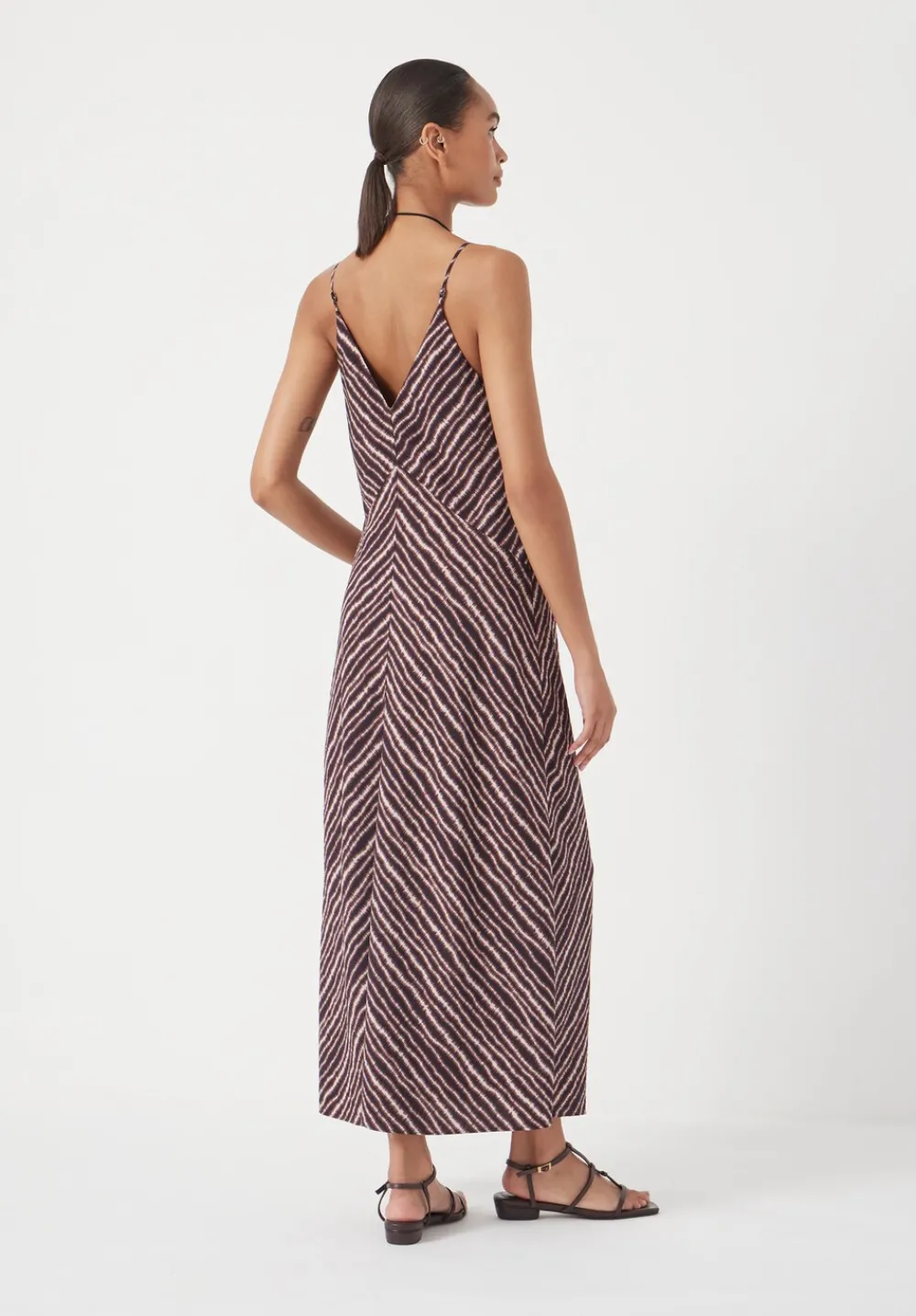 hush Dresses|Air Flow Seam Detail Maxi Slip Dress Blurred Lines Brown