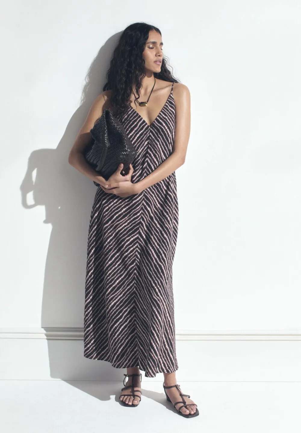 hush Dresses|Air Flow Seam Detail Maxi Slip Dress Blurred Lines Brown