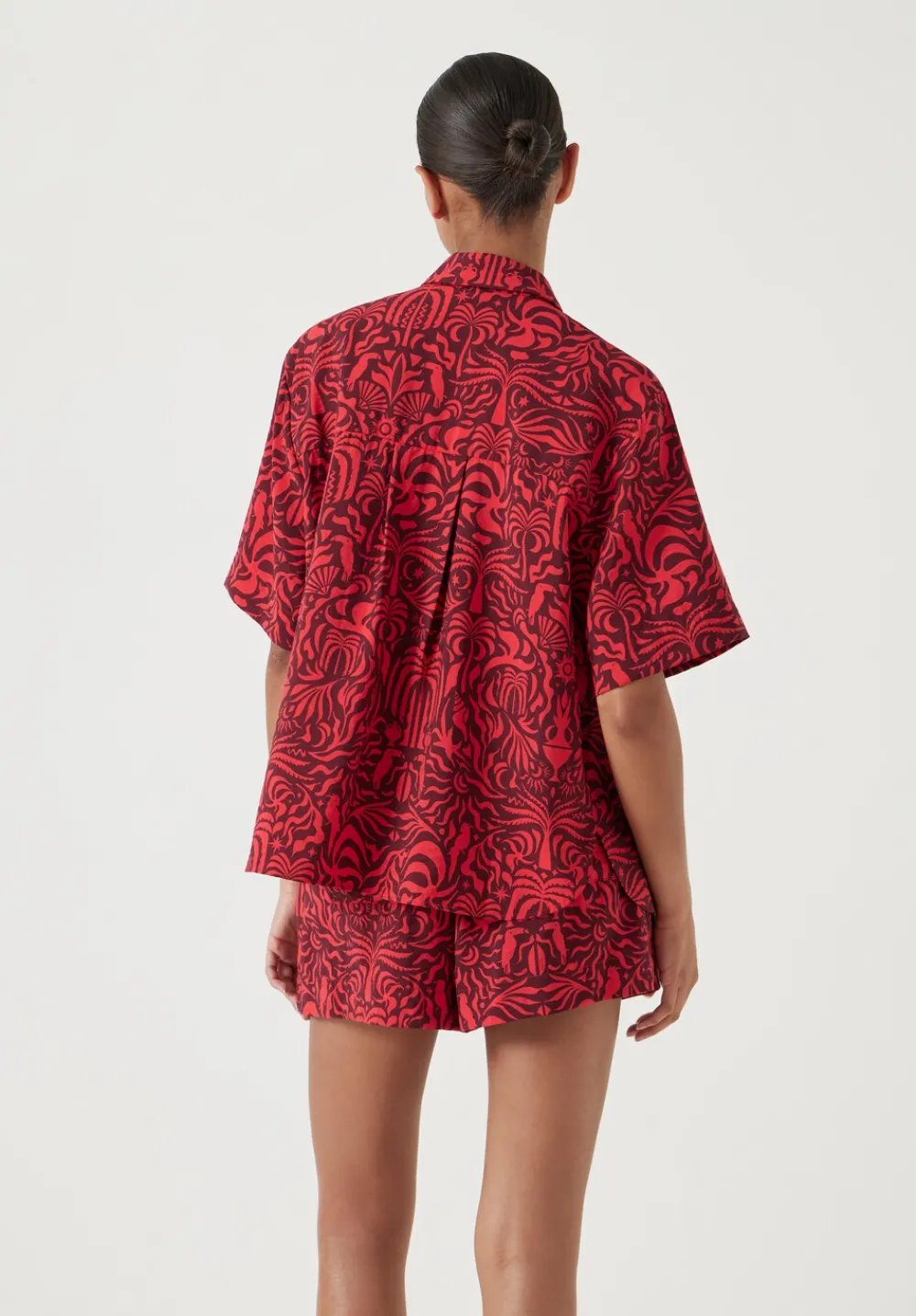 hush Tops & T-Shirts|Shirts & Blouses|Air Flow Short Sleeve Collared Shirt Lotus Red