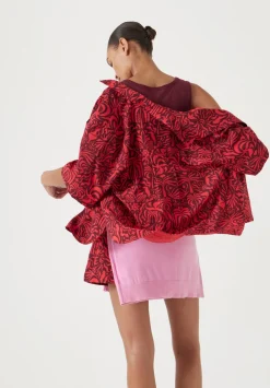 hush Tops & T-Shirts|Shirts & Blouses|Air Flow Short Sleeve Collared Shirt Lotus Red