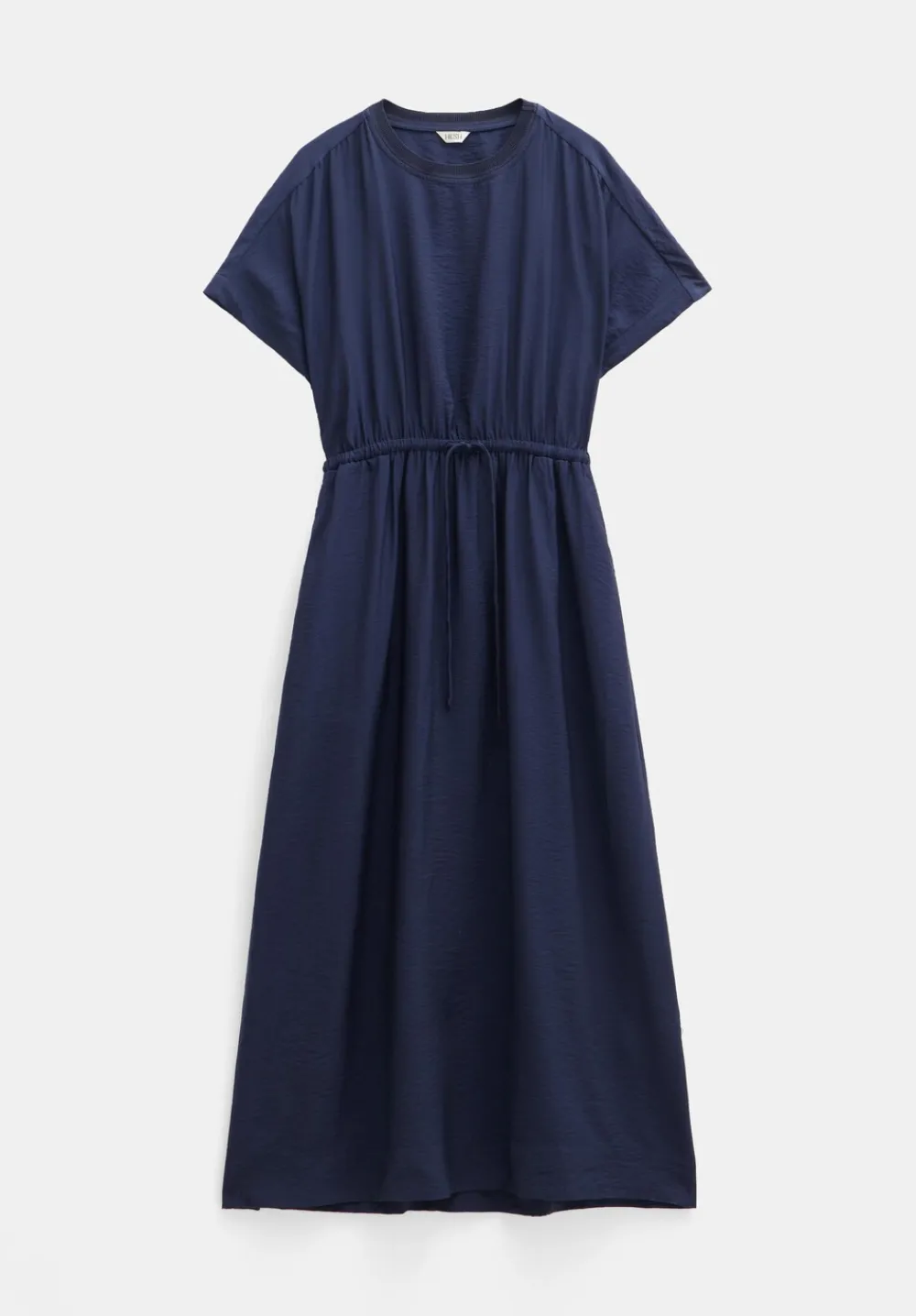 hush Dresses|Air Flow Short Sleeve Crew Neck Midi Dress Navy