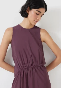 hush Dresses|Air Flow Sleeveless Gathered Waist Midi Dress Fudge Brown