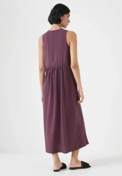 hush Dresses|Air Flow Sleeveless Gathered Waist Midi Dress Fudge Brown