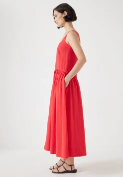 hush Dresses|Air Flow Square Neck Midi Ballerina Dress Red