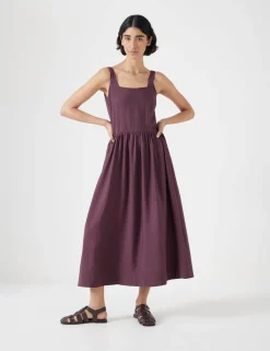 hush Dresses|Air Flow Square Neck Midi Ballerina Dress Fudge Brown