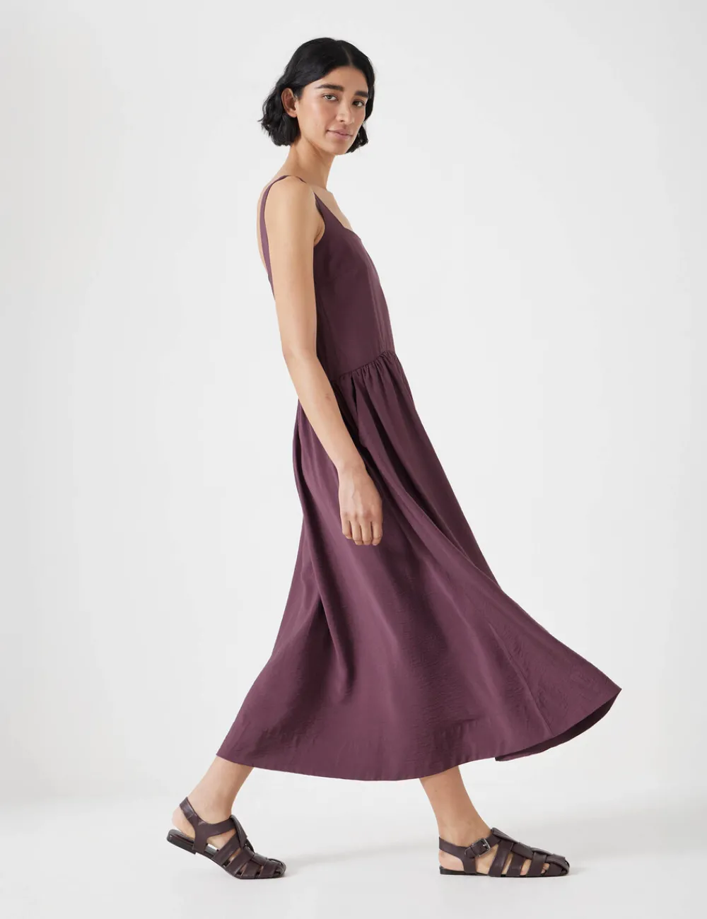 hush Dresses|Air Flow Square Neck Midi Ballerina Dress Fudge Brown