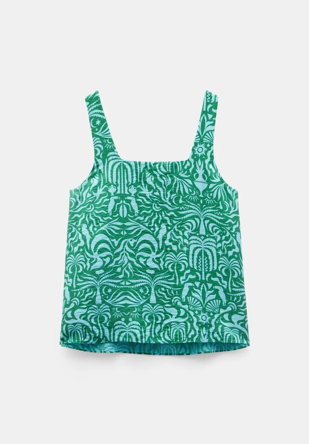 hush Tops & T-Shirts|Air Flow Square Neckline Tank Top Green/Blue Lotus