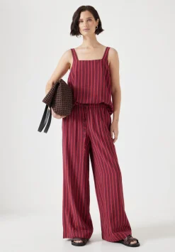 hush Tops & T-Shirts|Air Flow Square Neckline Tank Top Red/Maroon Stripe