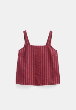 hush Tops & T-Shirts|Air Flow Square Neckline Tank Top Red/Maroon Stripe