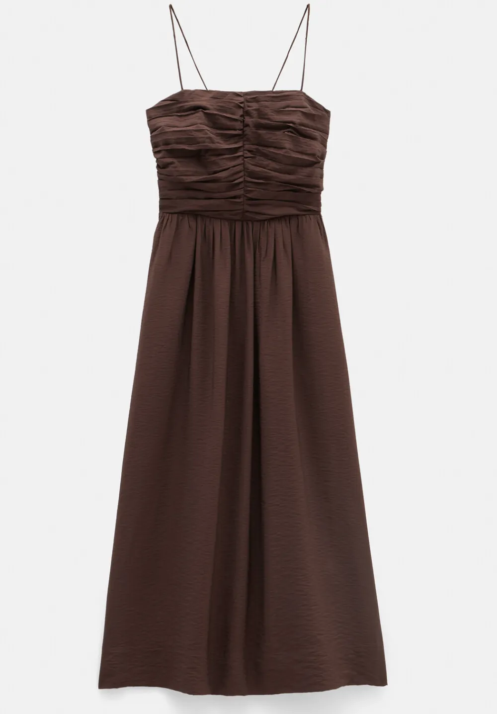 hush Dresses|Air Flow Strappy Gathered Midi Dress Chocolate Fondant
