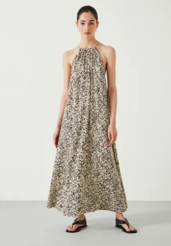 hush Dresses|Aja Gathered Maxi Dress Silhouette Floral Neutral