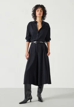 hush Trousers|Akira Pinstripe Culotte Washed Black