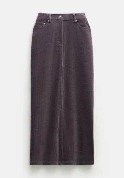 hush Skirts|Alana Cord Maxi Skirt Charcoal Grey