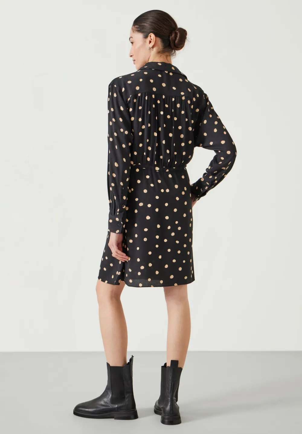 hush Dresses|Alba Mini Relaxed Shirt Dress Painted Polka