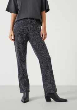 hush Jeans|Alex Slim Straight Leg Jeans with Rhinestones Washed Black