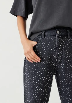hush Jeans|Alex Slim Straight Leg Jeans with Rhinestones Washed Black