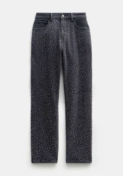 hush Jeans|Alex Slim Straight Leg Jeans with Rhinestones Washed Black
