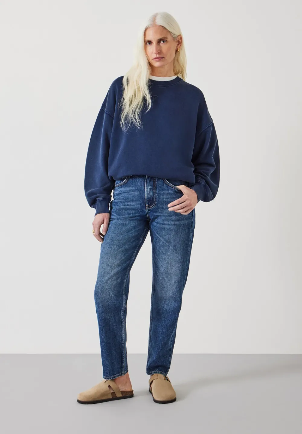 hush Jeans|Alex Straight Leg Jeans Mid Authentic Blue