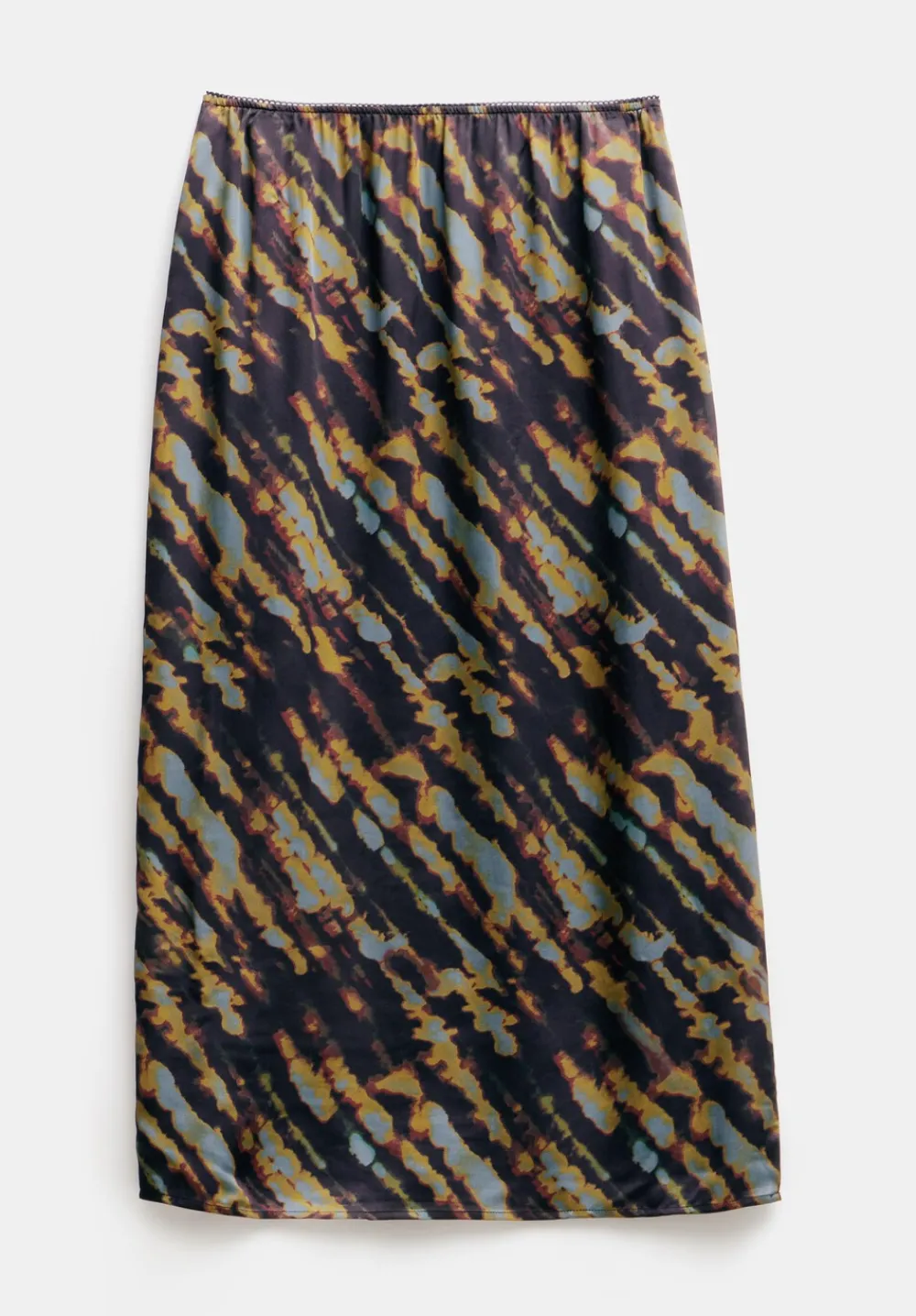 hush Skirts|Alexandra Printed Column Midi Skirt Diagonal Tie Dye Green
