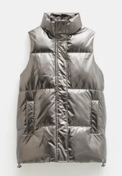hush Jackets & Coats|Alice Metallic Puffer Gilet Silver