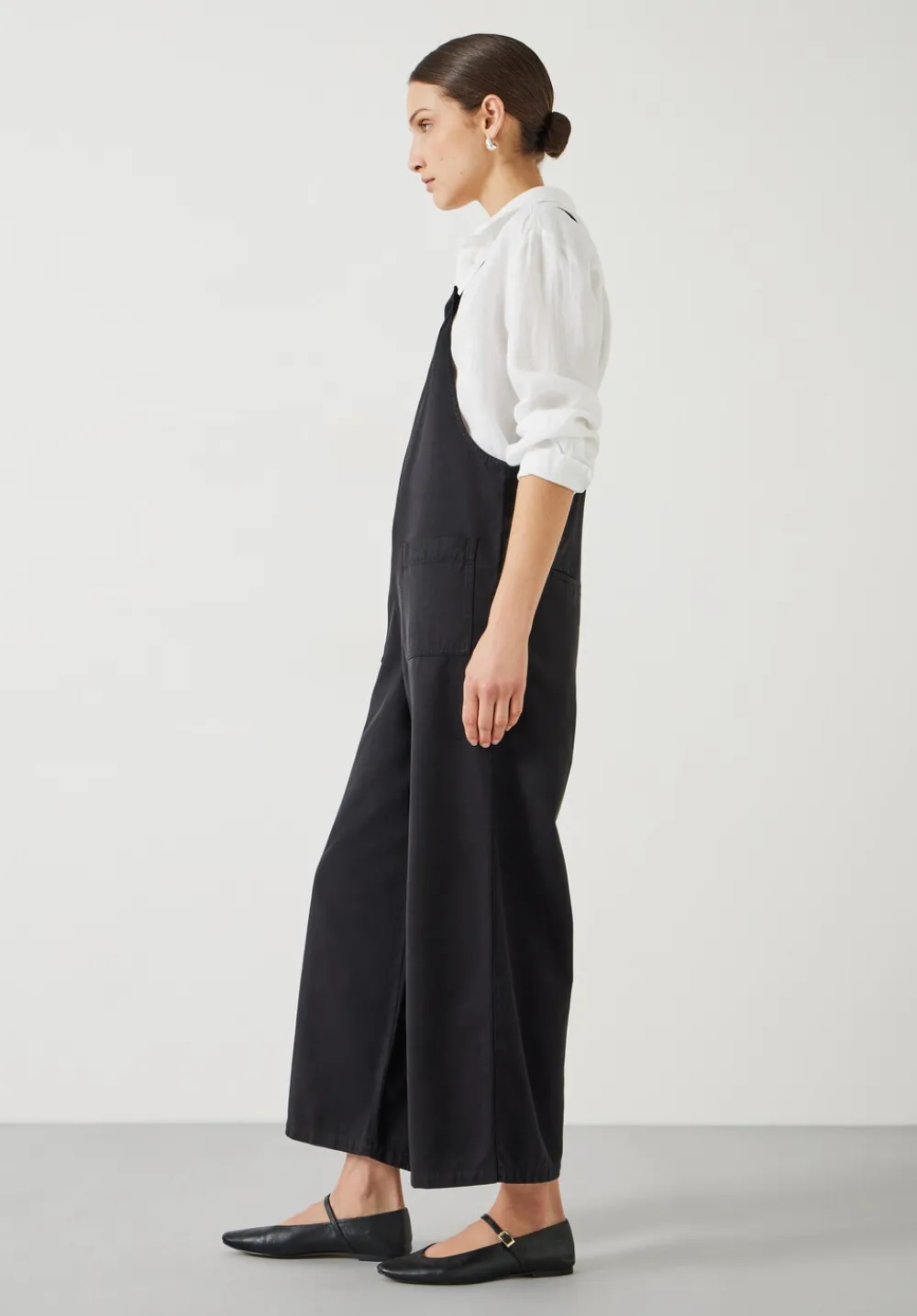 hush Jumpsuits|Allegra Relaxed Cropped Dungaree Washed Black