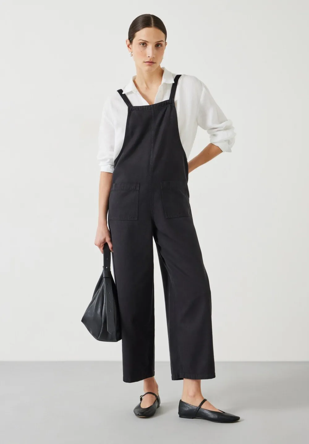hush Jumpsuits|Allegra Relaxed Cropped Dungaree Washed Black