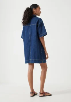 hush Dresses|Alma Denim Contrast T-Shirt Dress Mid Authentic Blue