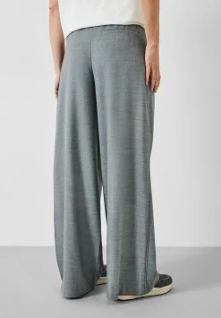 hush Trousers|Alpa Wool Blend Wide Leg Trousers Light Grey Marl