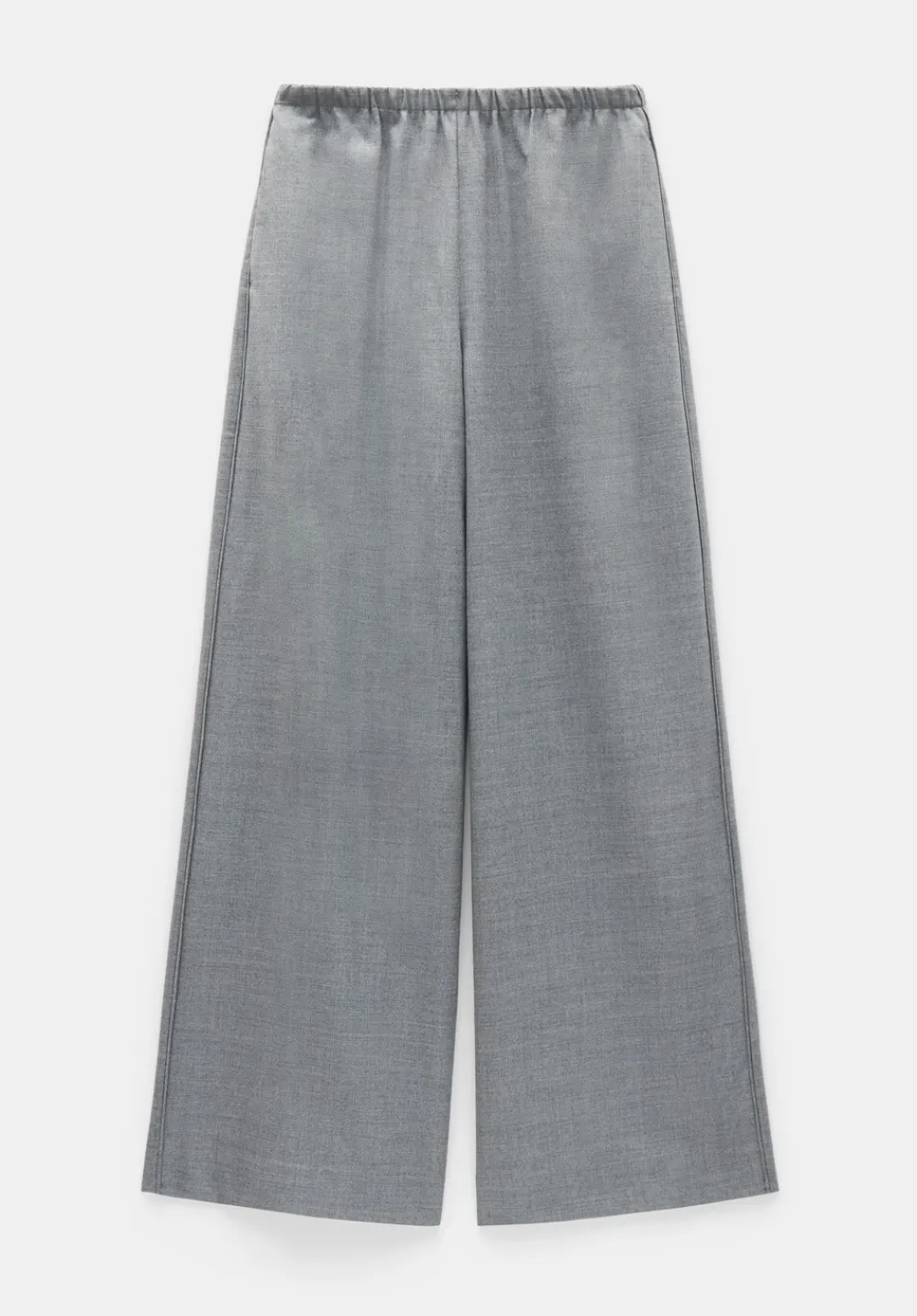 hush Trousers|Alpa Wool Blend Wide Leg Trousers Light Grey Marl