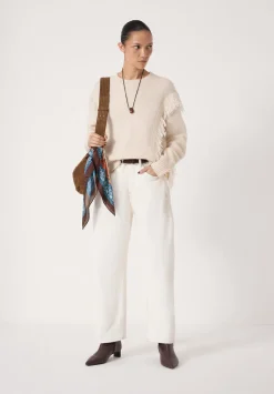 hush Jumpers & Cardigans|Alpaca Blend Fringe Knitted Jumper Off White