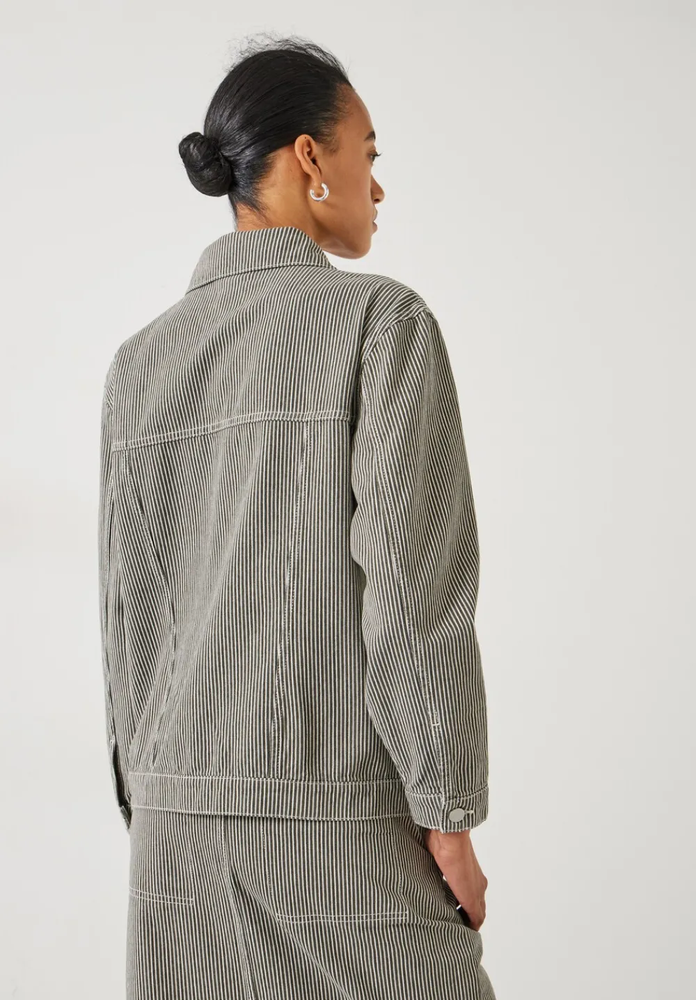 hush Jackets & Coats|Amalia Cotton Striped Jacket Dark Olive