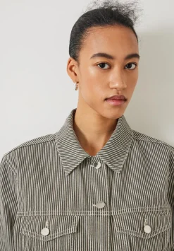 hush Jackets & Coats|Amalia Cotton Striped Jacket Dark Olive