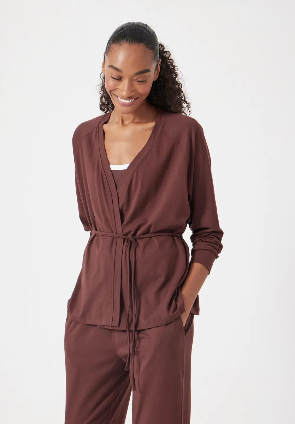 hush Tops & T-Shirts|Jumpers & Cardigans|Amie Edge to Edge Cardigan Rum Raisin